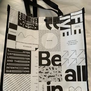 New Lululemon Reusable Shopping Gift Bag Lunch Tote BE ALL IN Large White